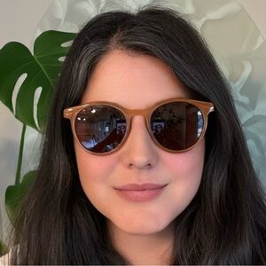 Meet Glasses Classic Round Brown Frame Sunglasses Lightweight Retro Style (7)